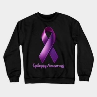 Purple Ribbon Month Epilepsy Awareness for Men Women Warrior Crewneck Sweatshirt